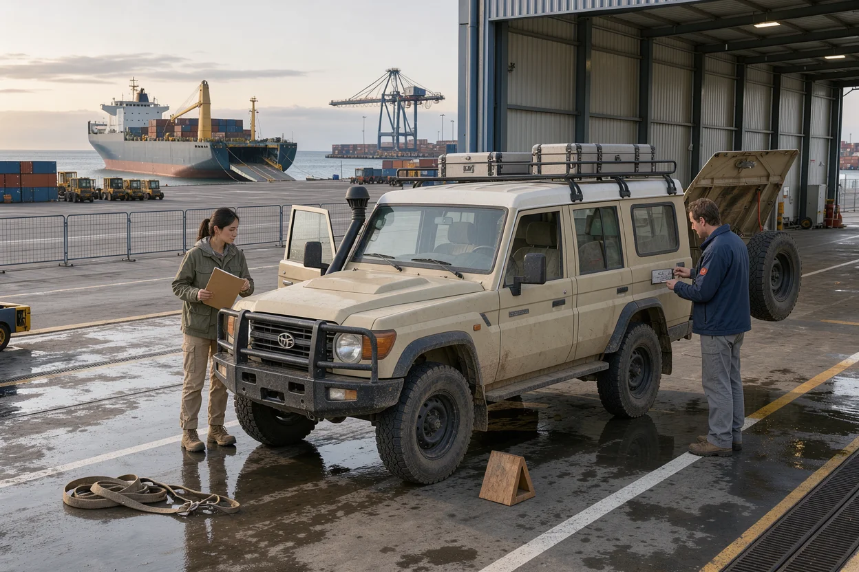 Illustrative scene for International Vehicle Export, Shipping and Registration Guide